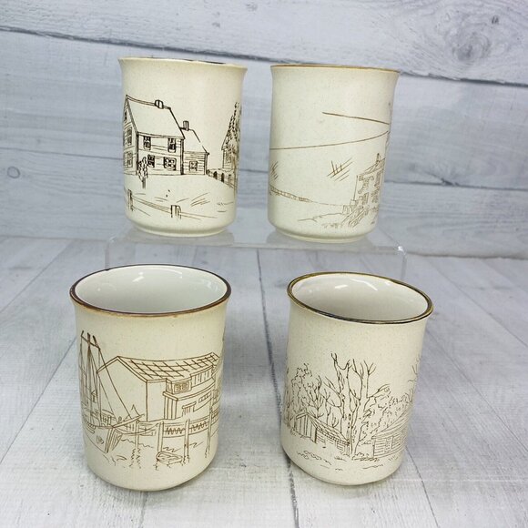 Collection Manoir CXY1 Cabins Docks Churches Lighthouses Stoneware Mugs Set of 4 - Picture 6 of 16